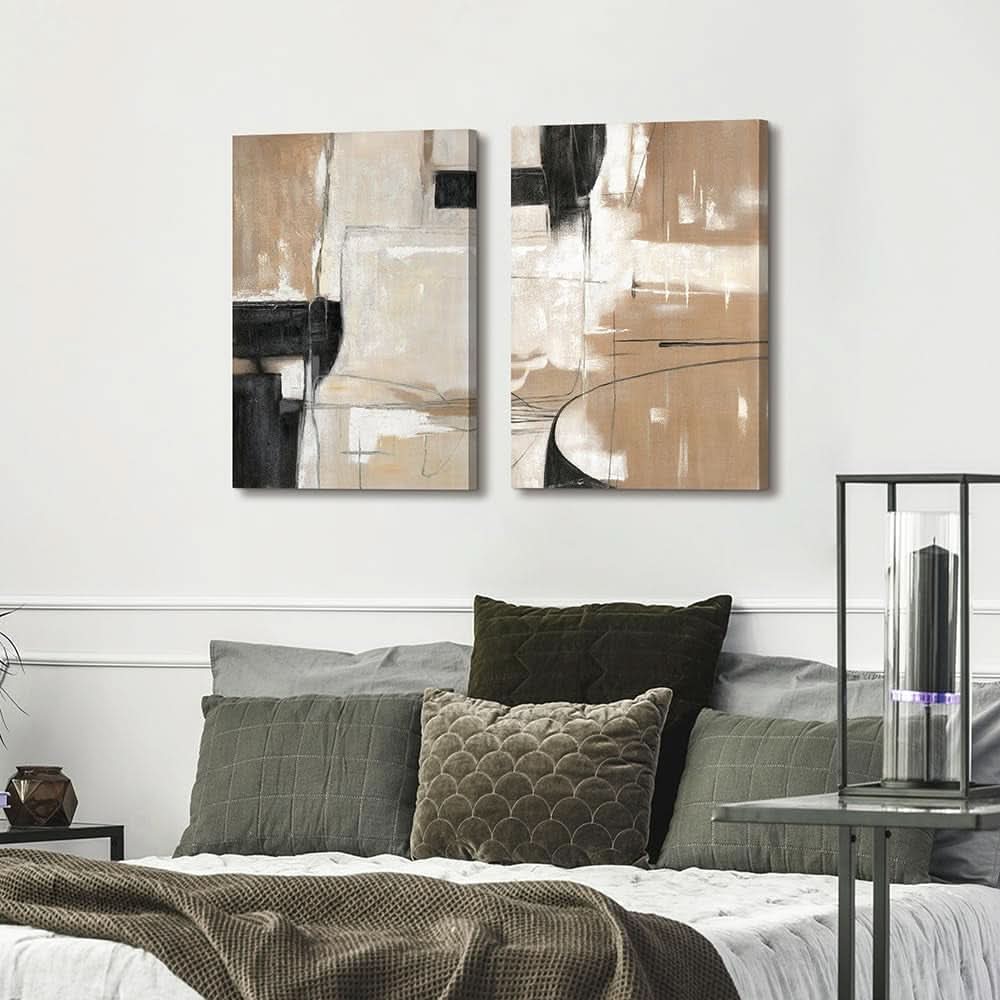 Black Brown Contemporary Abstract Canvas Wall Artwork-3
