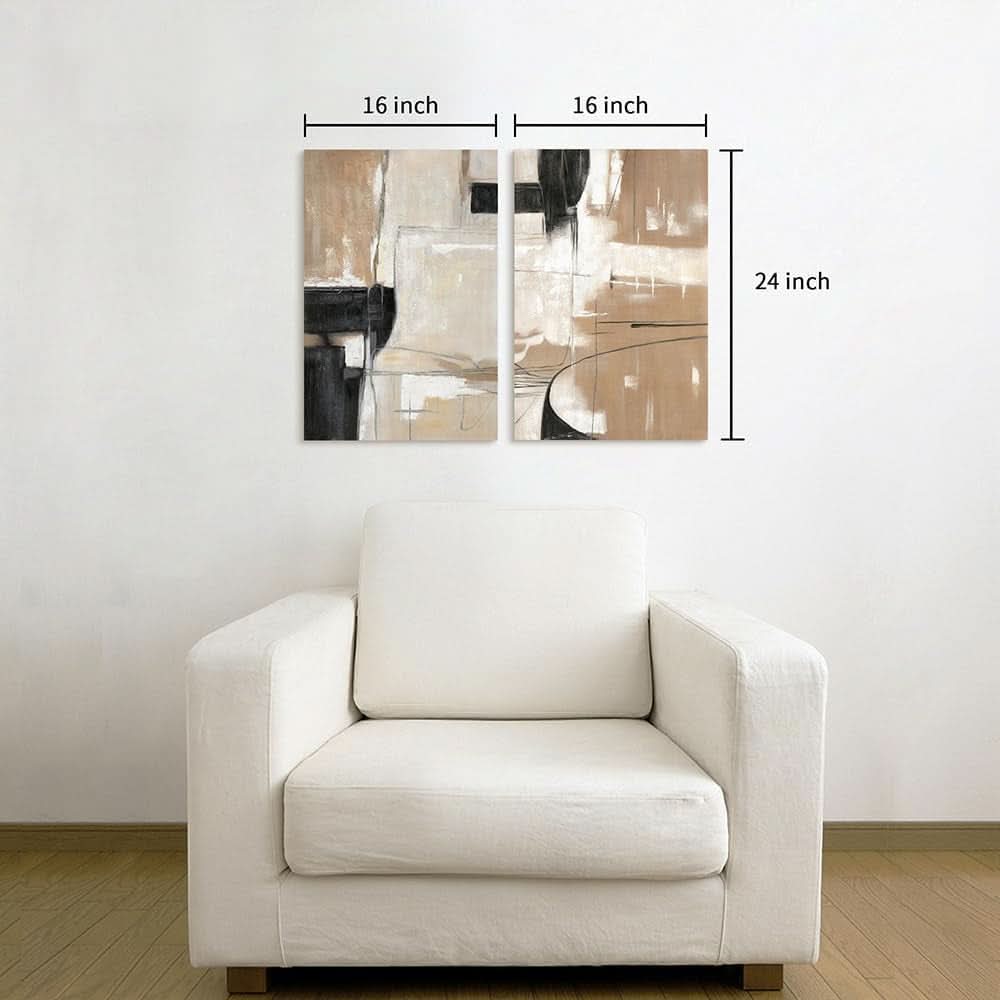 Black Brown Contemporary Abstract Canvas Wall Artwork-4