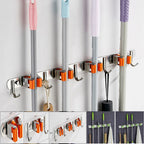 Wall-Mounted Broom and Mop Hook Storage Rack