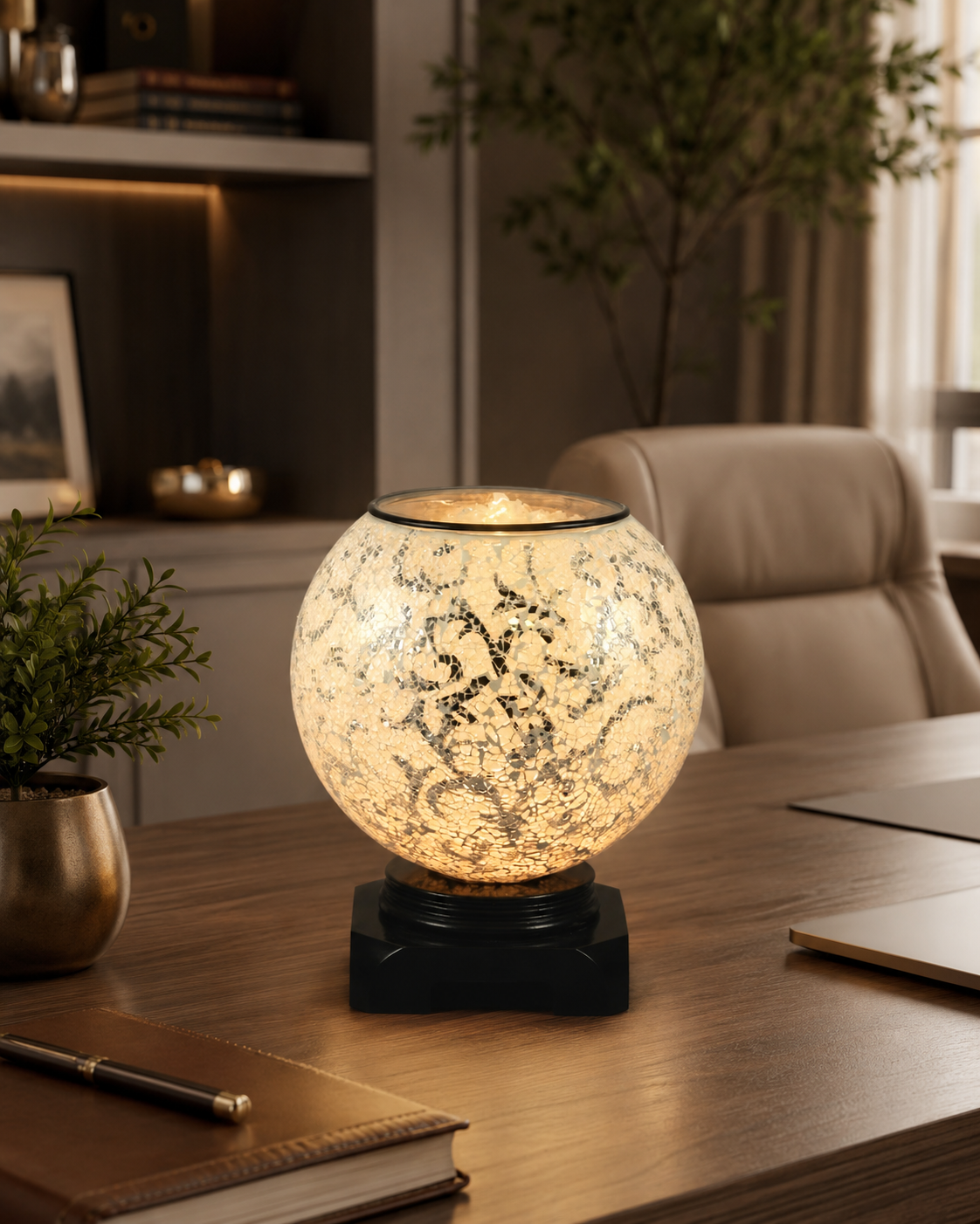 Ivory Mosaic Globe Fragrance Oil Warmer