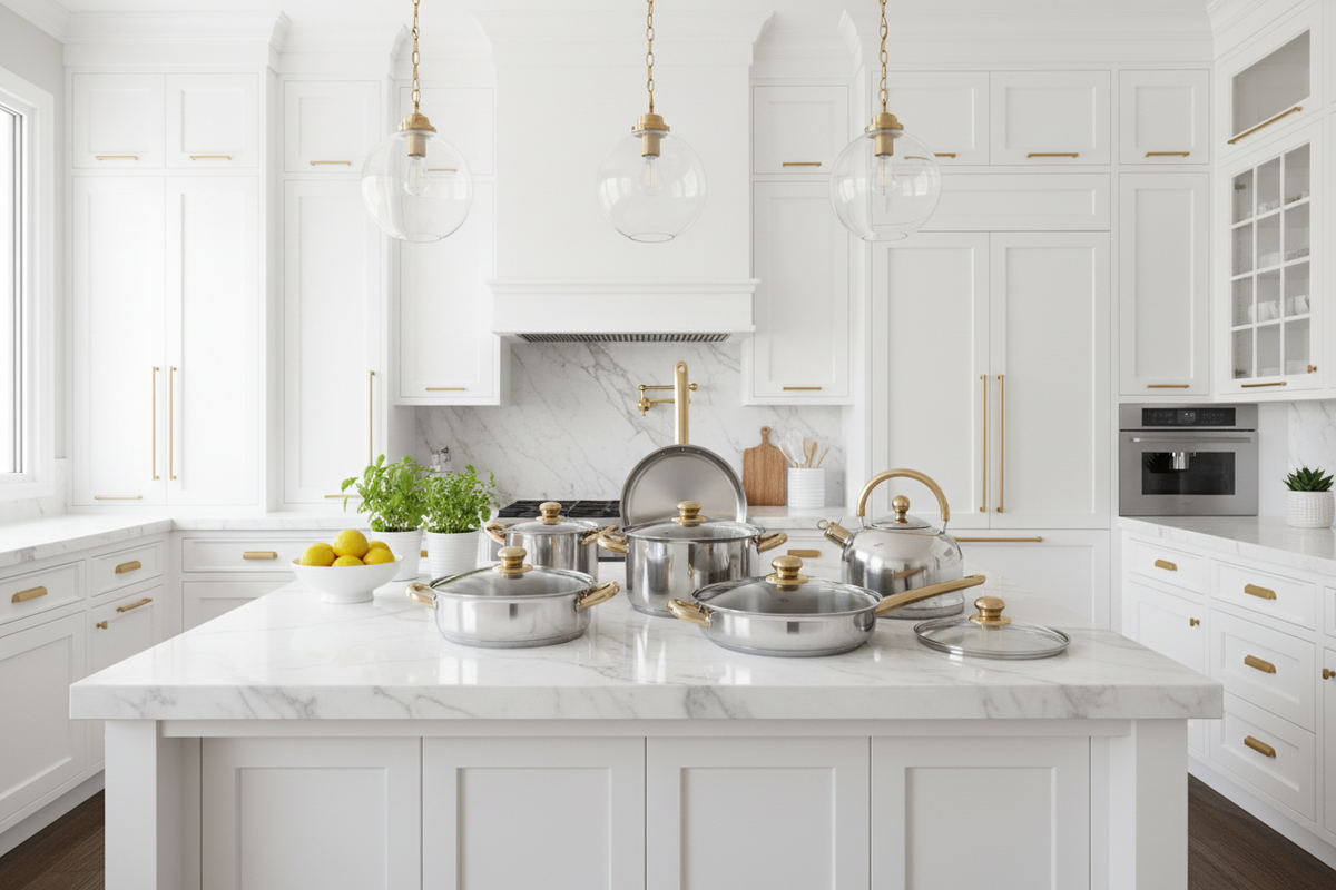 12-Piece Cookware Set in Elegant Kitchen