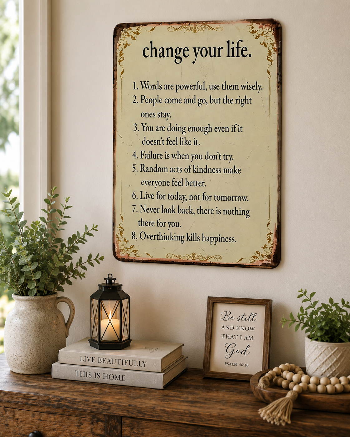 Vintage Inspirational Metal Wall Sign – 12" x 8"
