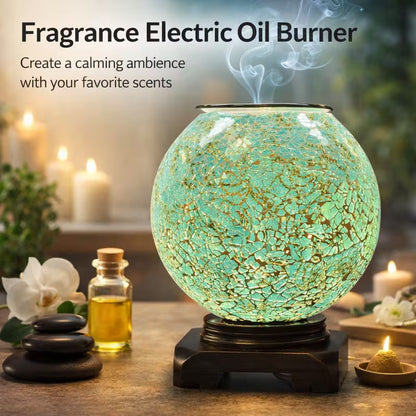 Teal Blue Globe Electric Oil Warmer with 3 Brightness Settings