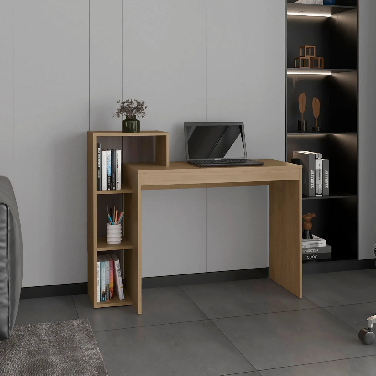 Britt 43" Wide Four Shelves Writing Desk, Home Office