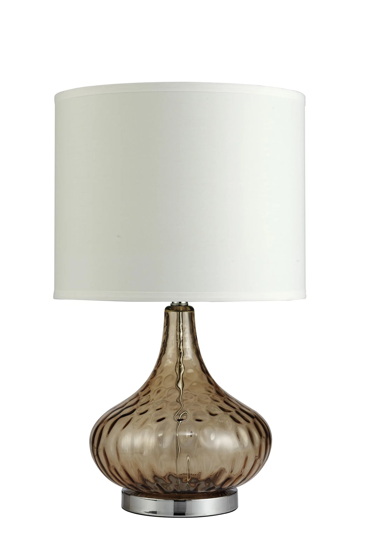 Brown Textured Glass Table Lamp with White Shade