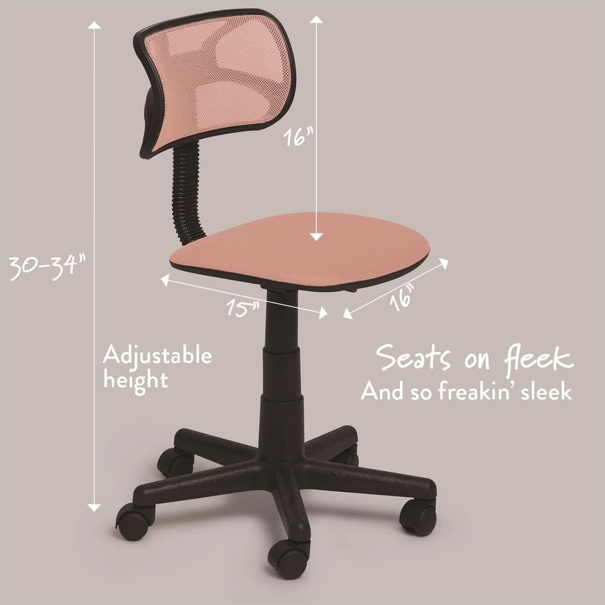 Blush Adjustable Swivel Mesh Desk Chair