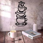 1pc Black Metal Coffee Cup Wall Art for Kitchen Decor