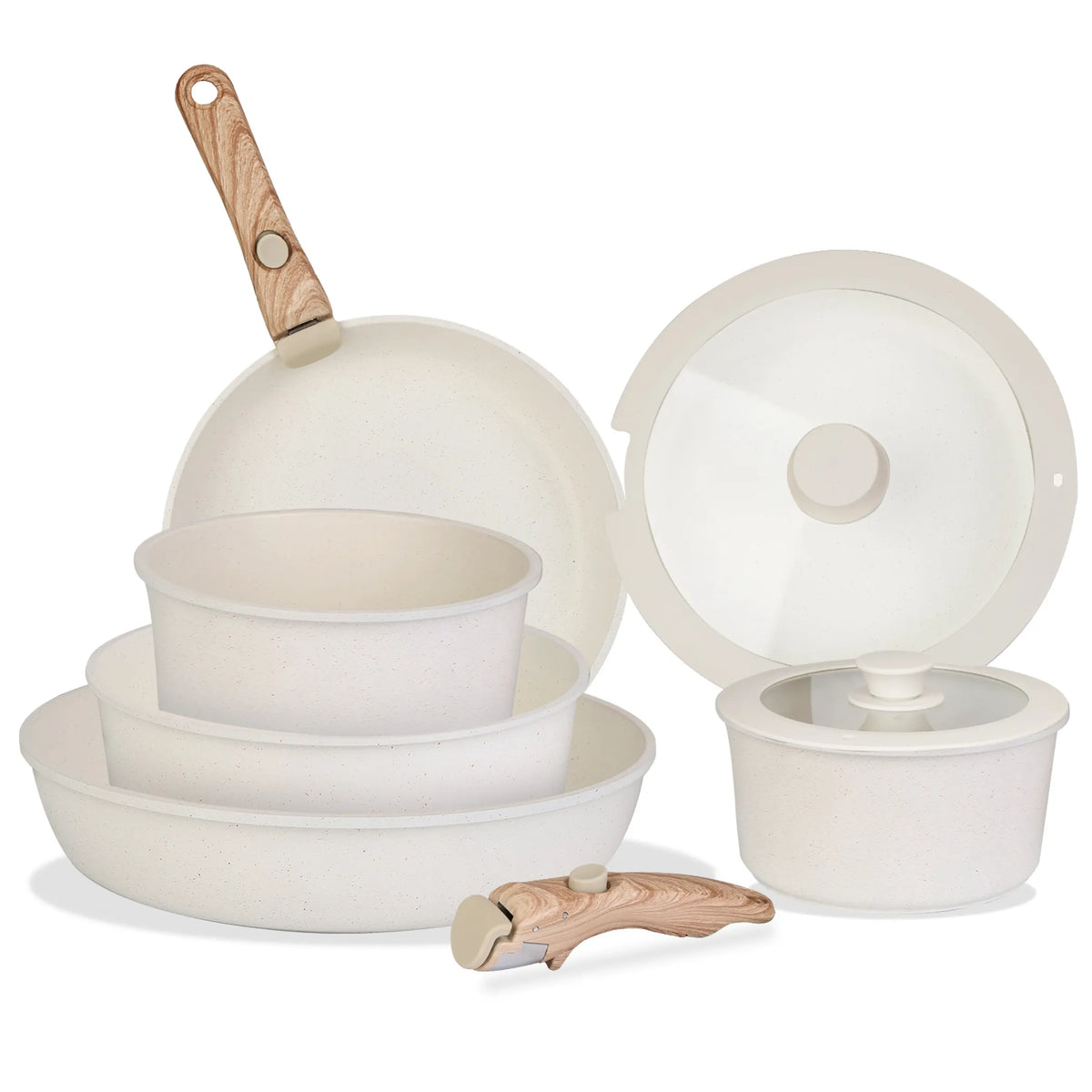 9-Piece Nonstick Cookware Set with Removable Handles