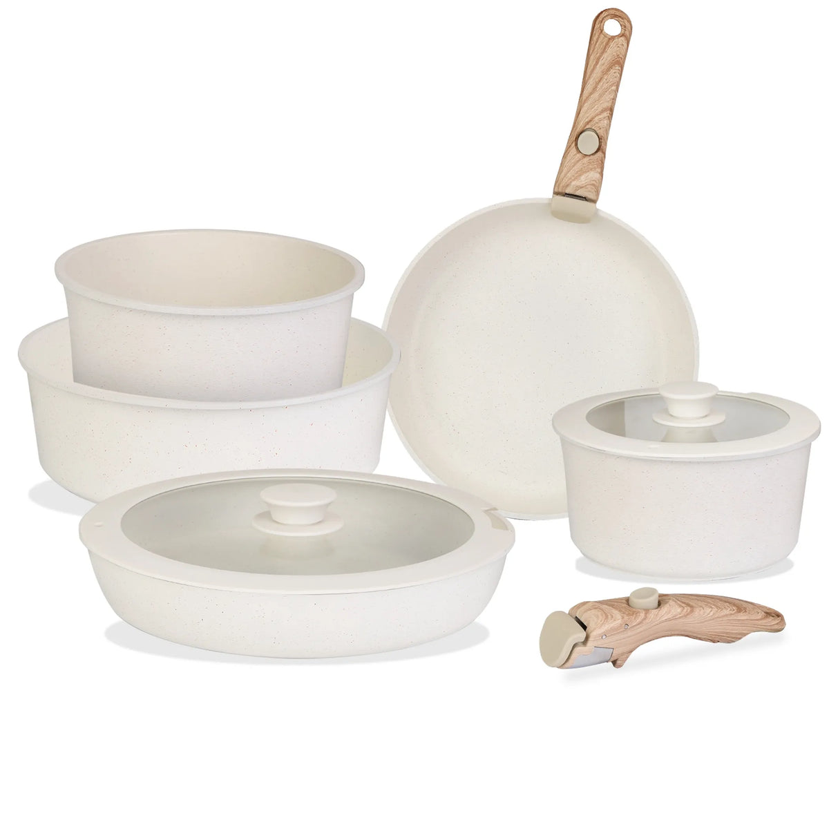 9-Piece Nonstick Cookware Set with Removable Handles
