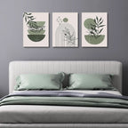 Sage Green Boho Framed Wall Art Set of 3, 12x16 Inch