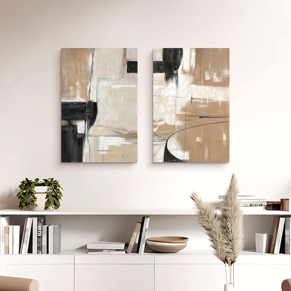 Black Brown Contemporary Abstract Canvas Wall Artwork-1