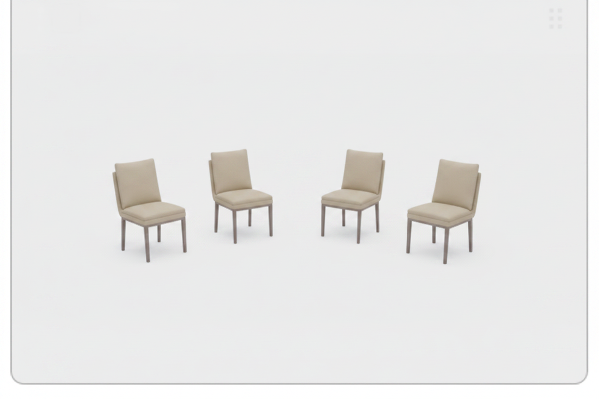 4 Beige Dining Chairs – White Background