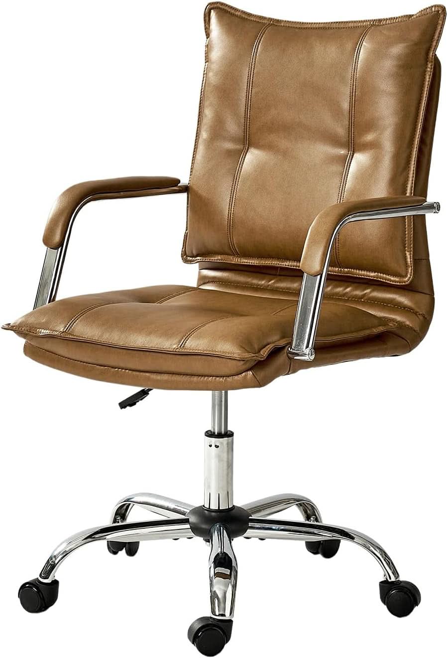 Brown Faux Leather Adjustable Swivel Office Chair