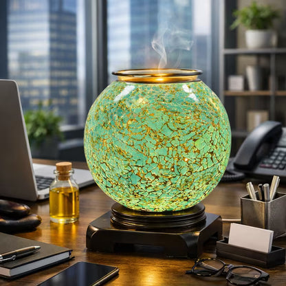 Teal Blue Globe Electric Oil Warmer with 3 Brightness Settings