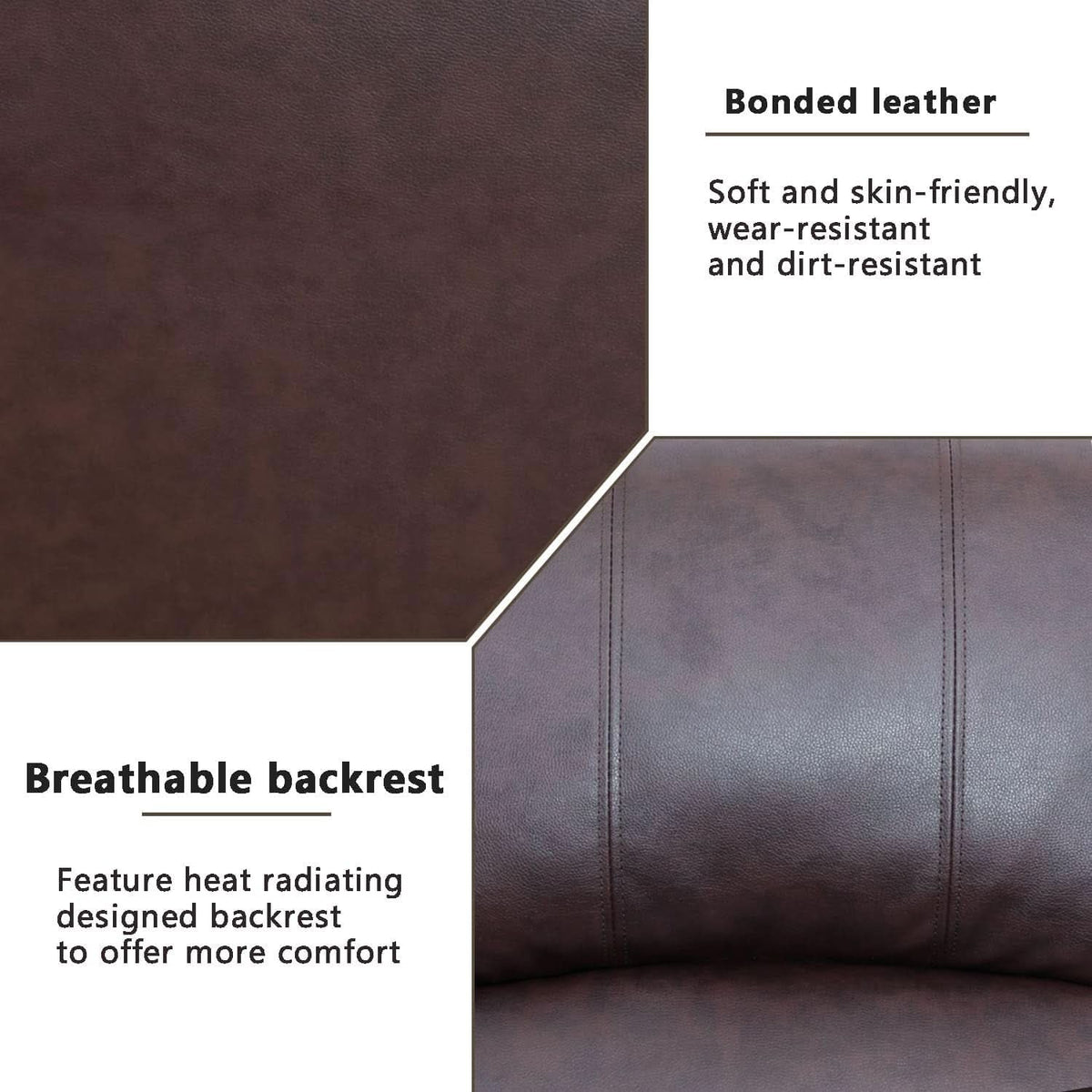 3-Piece Brown Bonded Leather Reclining Set