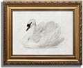 ASTRDECOR Vintage Gold Framed Wall Art for Bedroom Decor Swan Canvas Wall Art Prints White Zwaan Oil Painting Wall Art for Living Room Classical Animal Art for Bedroom Bathroom Wall Decor - 9" x 12"
