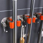 Wall-Mounted Broom and Mop Hook Storage Rack