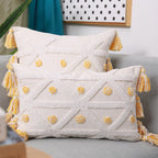 Hand-Embroidered Tufted Geometric Pillowcase