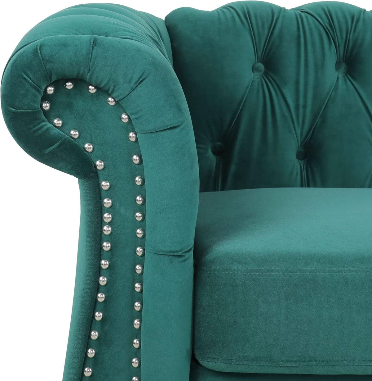 Teal Velvet Chesterfield 3-Piece Living Room Set – Sofa, Loveseat & Club Chair