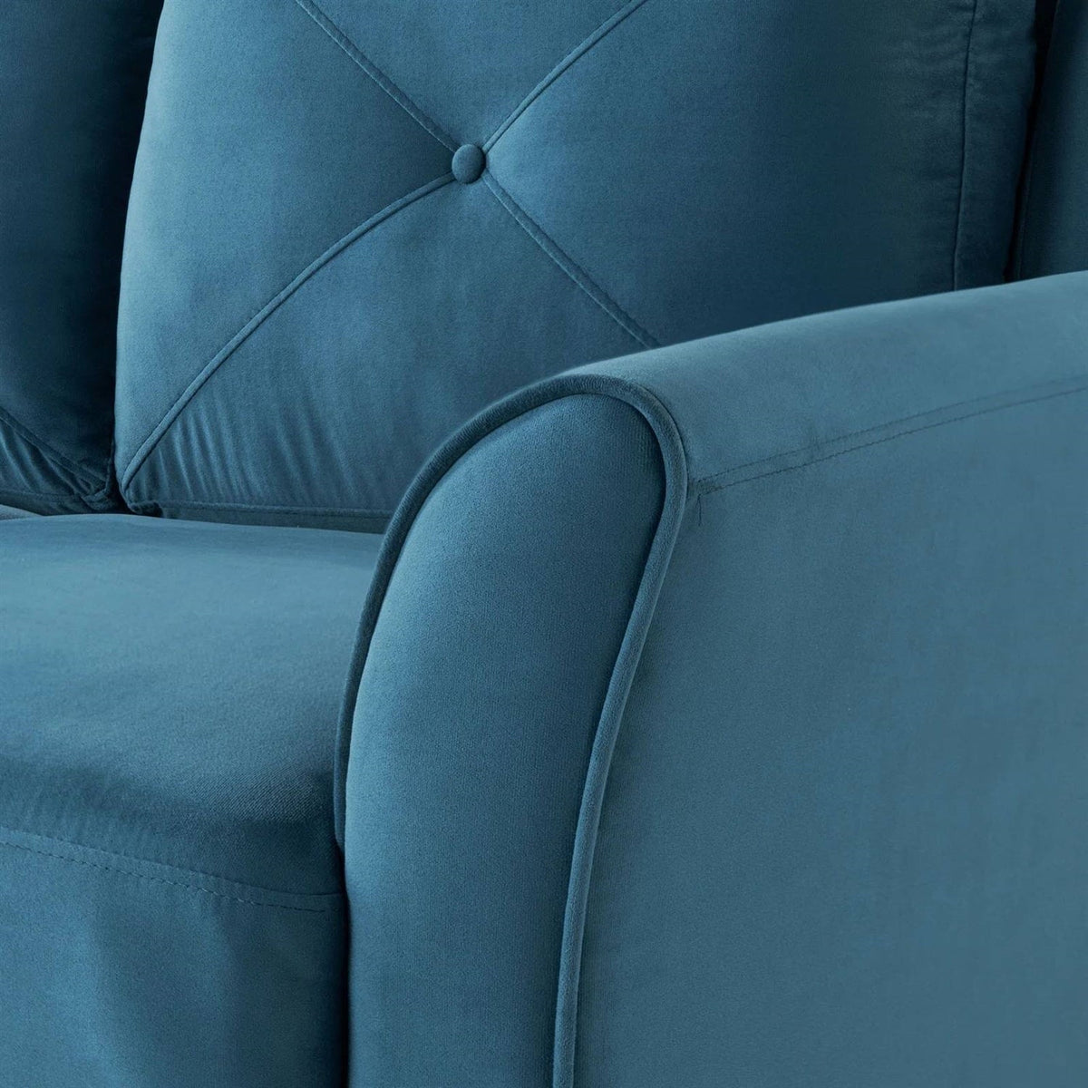 Blue Microfiber Flared Arm Armchair with Tufted Back Cushion