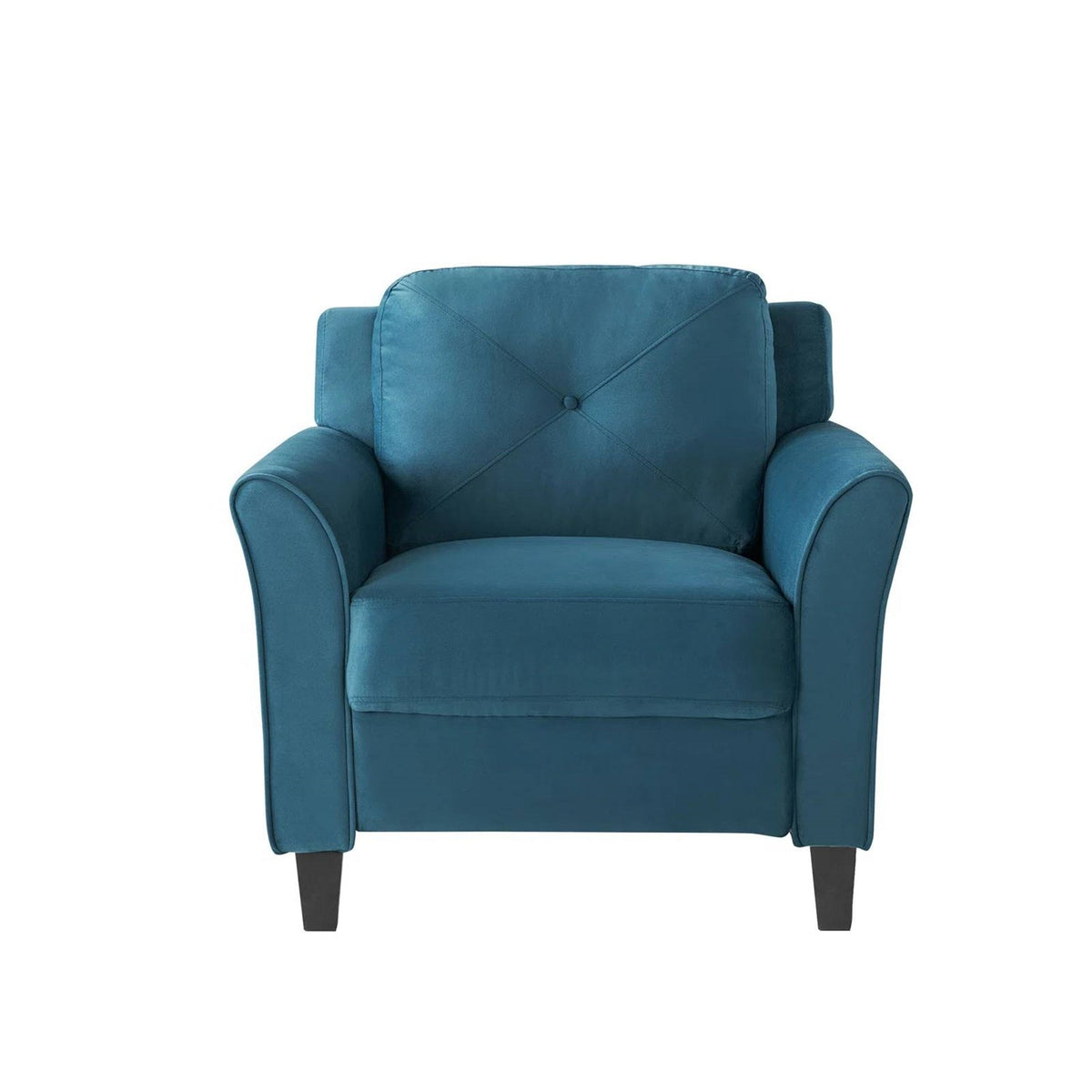 Blue Microfiber Flared Arm Armchair with Tufted Back Cushion
