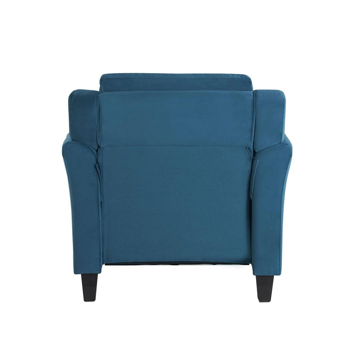 Blue Microfiber Flared Arm Armchair with Tufted Back Cushion