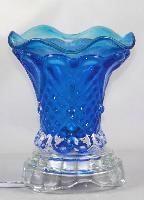 Ribbed Crystal Glass Fragrance Oil Warmer - Sapphire Blue