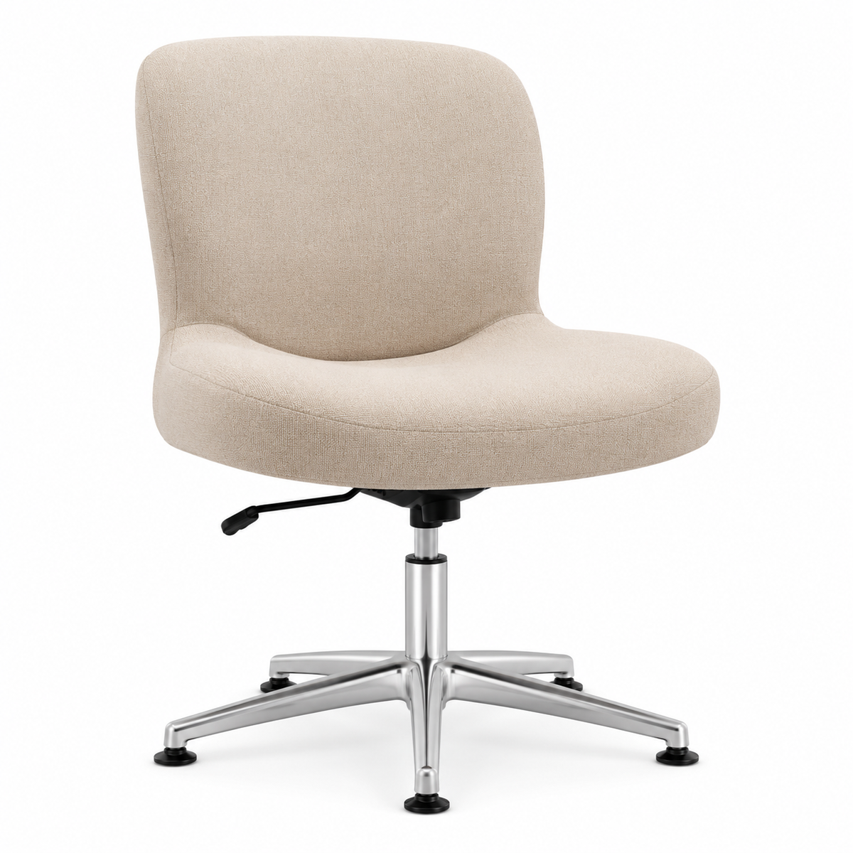 Beige Wide-Seat Adjustable Swivel Office Chair
