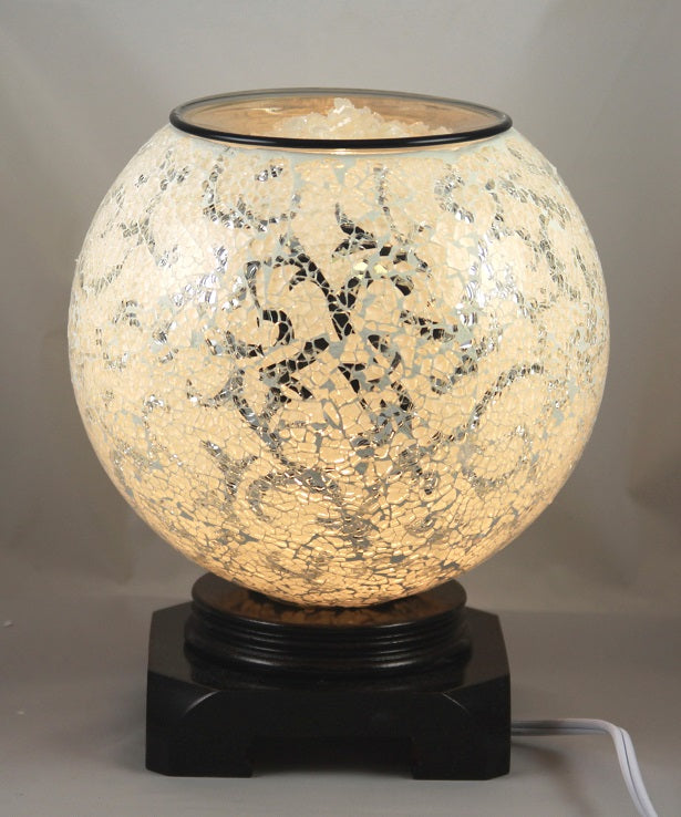White Globe Designer Fragrance Oil Warmer Glass Lamp