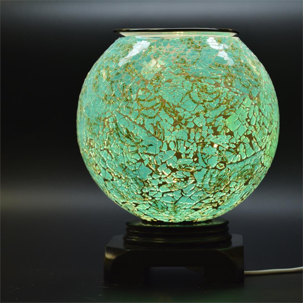 Teal Blue Globe Designer Electric Oil Warmer Glass Figurine Fragrance Lamp