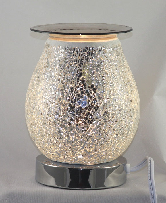 Oval Crackle Glass Glow Oil & Wax Burner