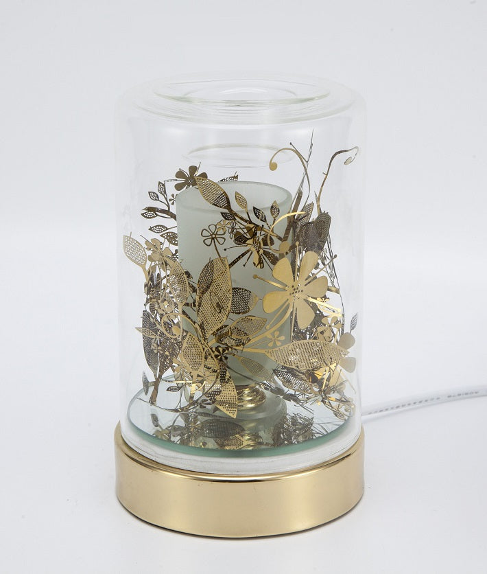 Gold Flower Glass Fragrance Oil Warmer with Touch Base & 3 Settings