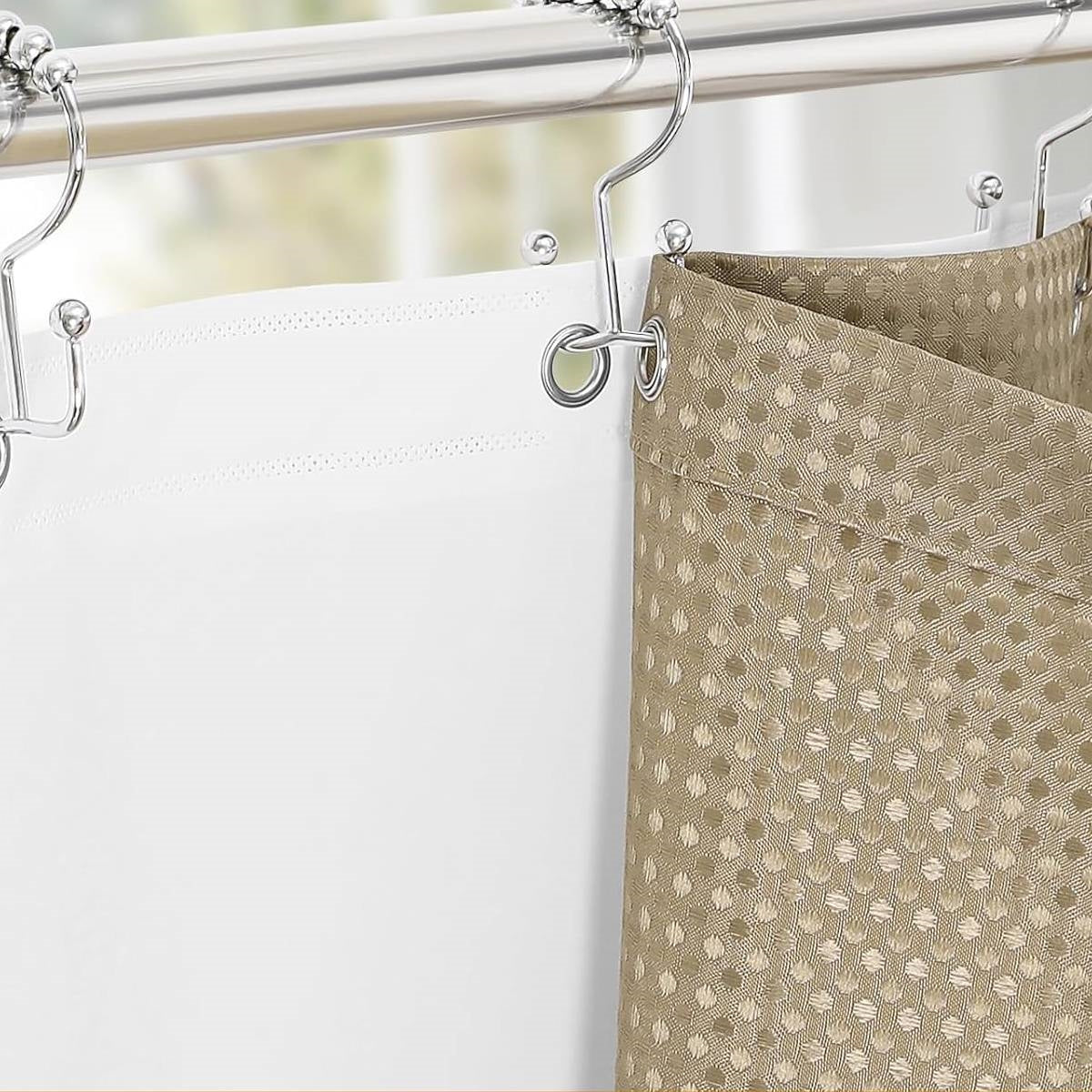 Beige Waffle Texture 3-Piece Shower Curtain Set – 72"W × 72"H