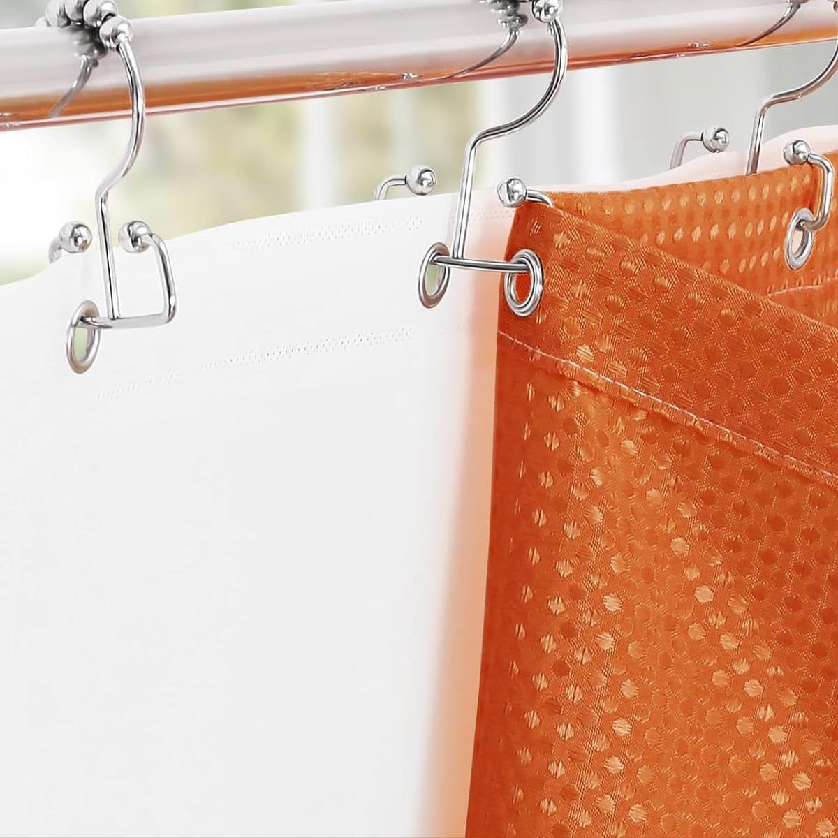Burnt Orange Waffle Texture 3-Piece Shower Curtain Set – 72"W × 72"H