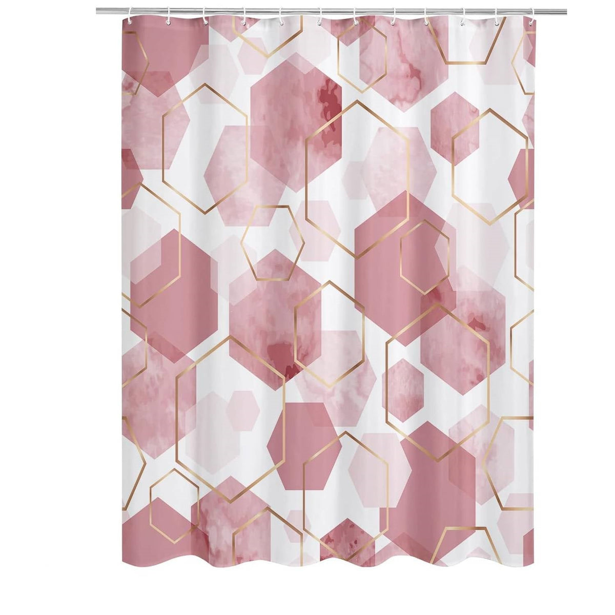 Abstract Pink Geometric Shower Curtain – 72"W × 72"H Polyester