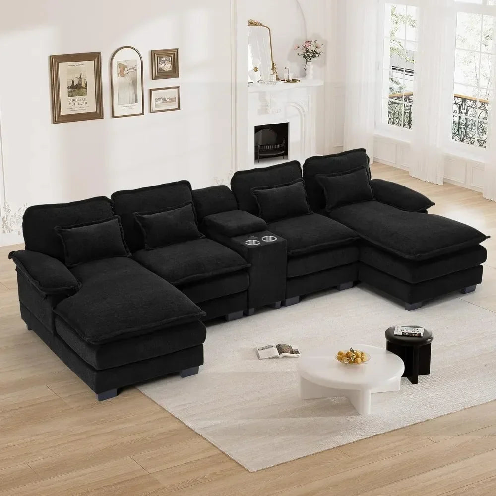 124" U-Shape Cloud Sectional Sofa