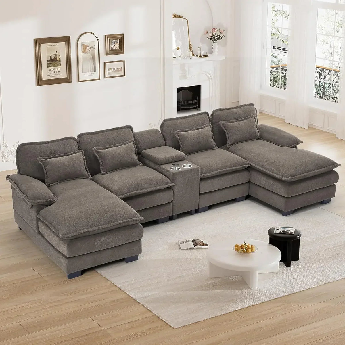 124" U-Shape Cloud Sectional Sofa
