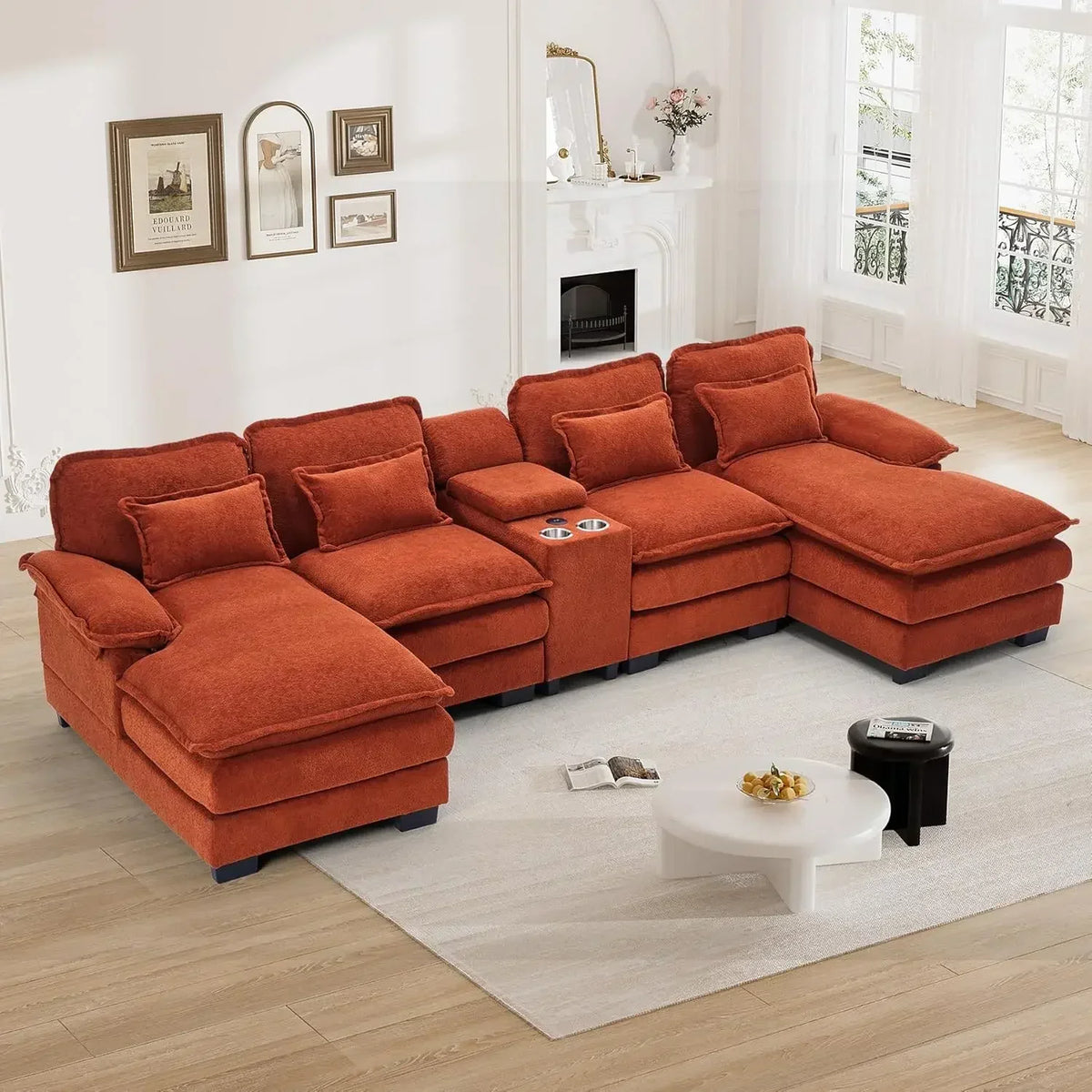 124" U-Shape Cloud Sectional Sofa