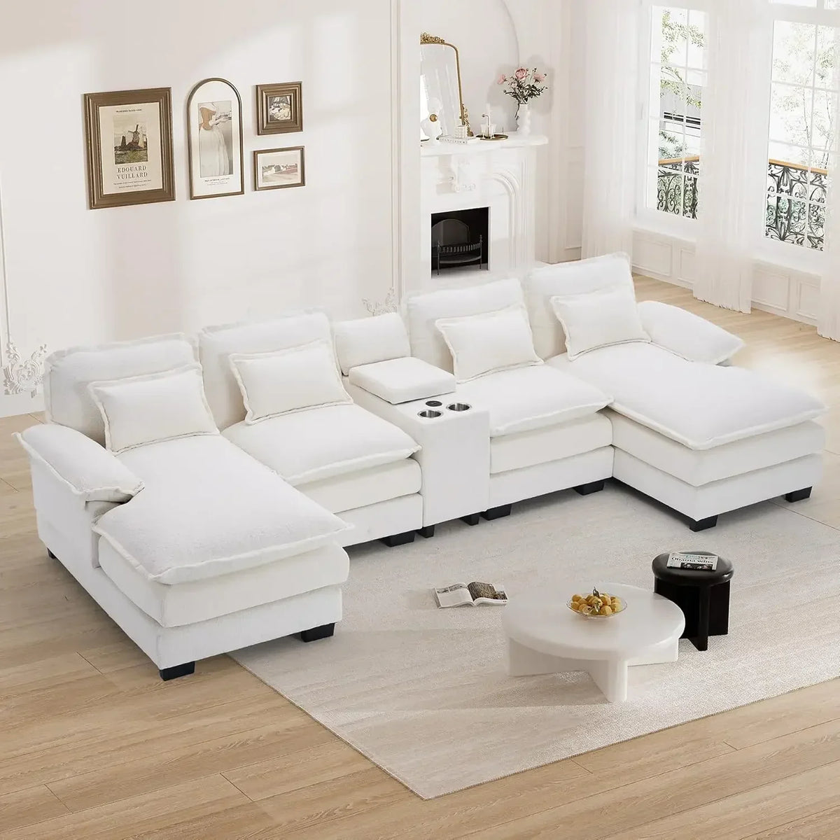 124" U-Shape Cloud Sectional Sofa