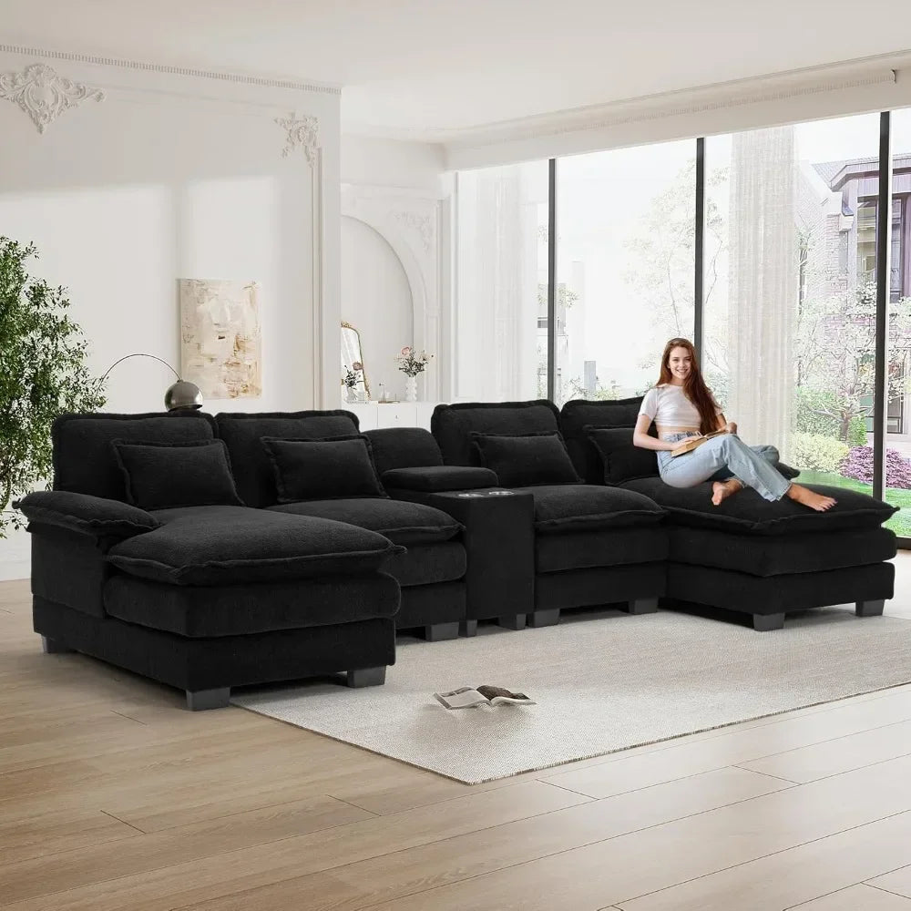 124" U-Shape Cloud Sectional Sofa