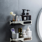 Wall-Mounted Bathroom Storage Rack Without Drilling