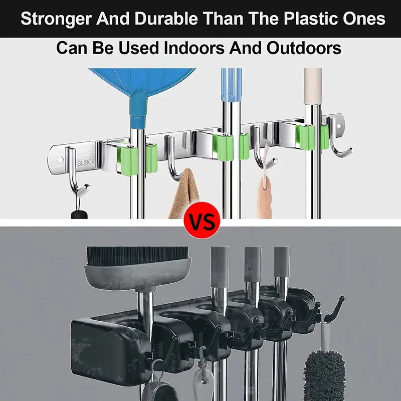 Heavy Duty Wall Mounted Broom and Mop Holder Storage