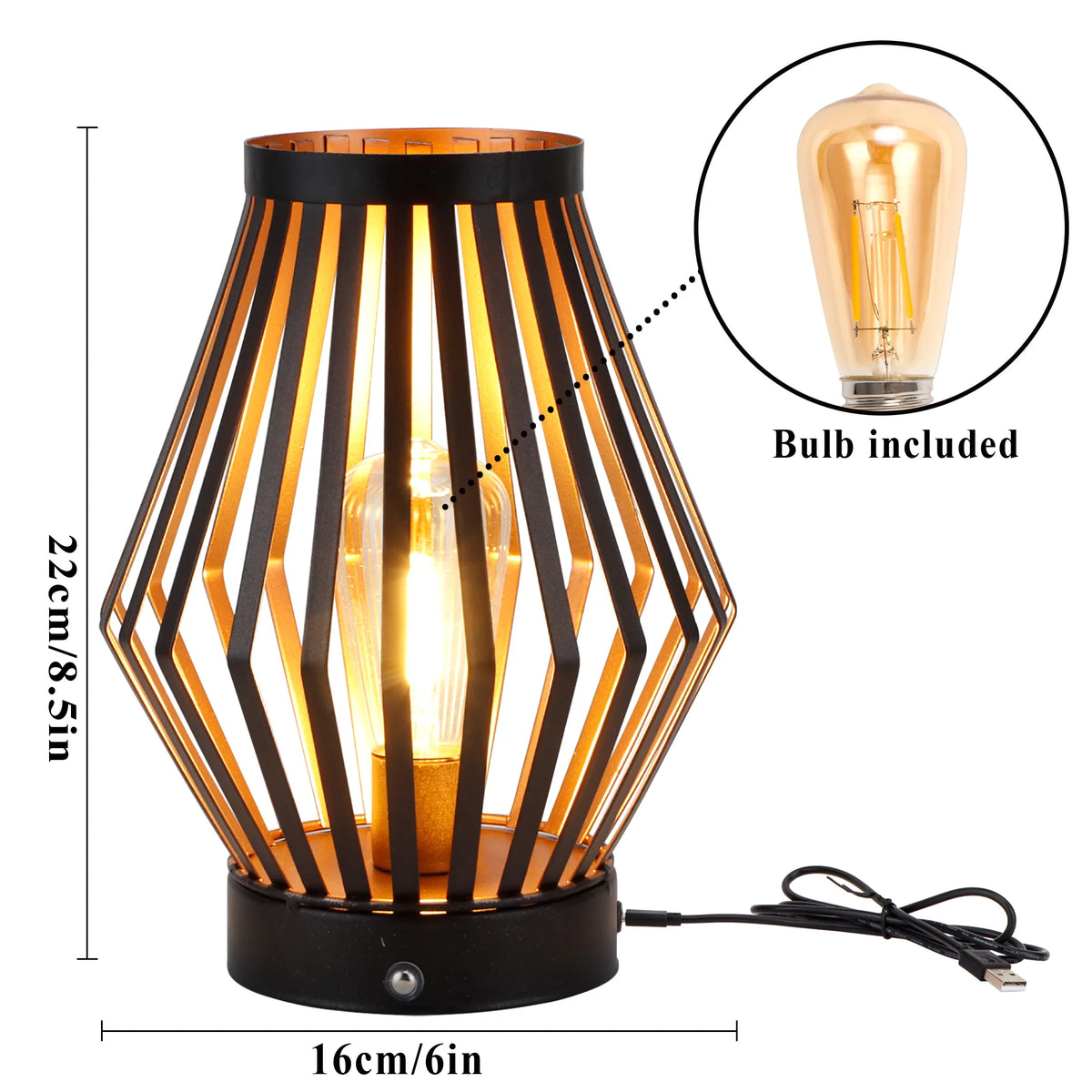 Modern USB Rechargeable Dimmable Bedside Table Lamp