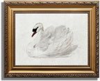 ASTRDECOR Vintage Gold Framed Wall Art for Bedroom Decor Swan Canvas Wall Art Prints White Zwaan Oil Painting Wall Art for Living Room Classical Animal Art for Bedroom Bathroom Wall Decor - 9" x 12"