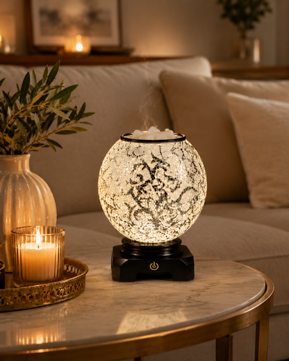 Ivory Mosaic Globe Fragrance Oil Warmer