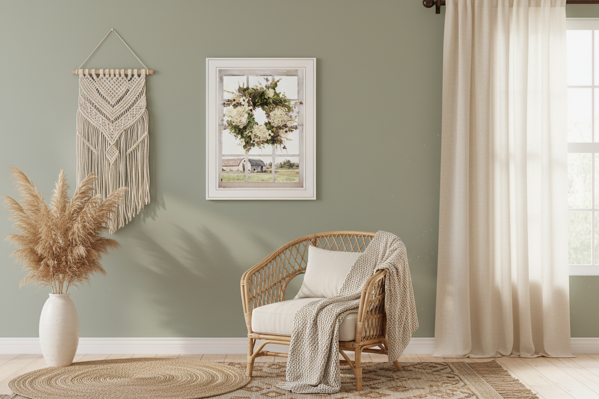 Boho sage living room