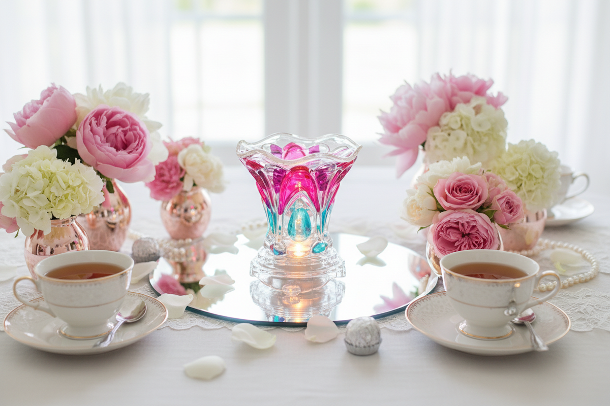 Bridal shower teacups pink teal warmer