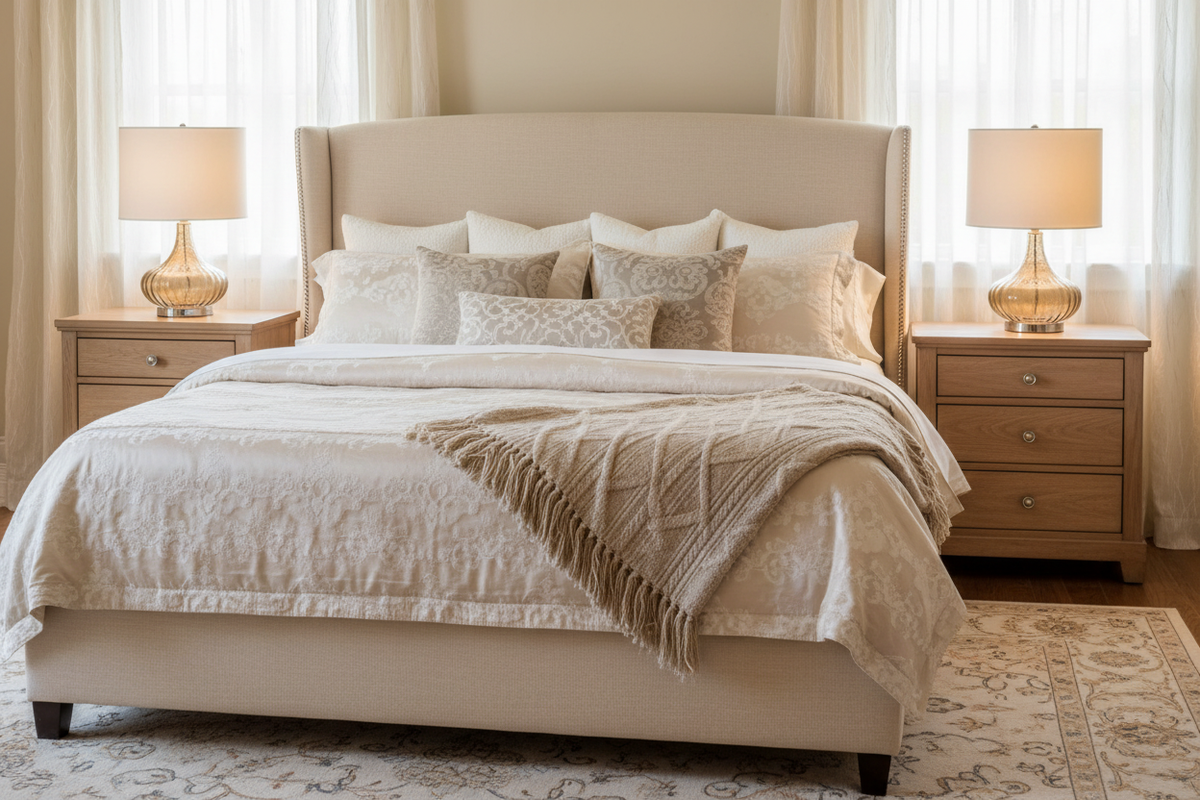 Brown Glass Lamp – Bedroom Scene
