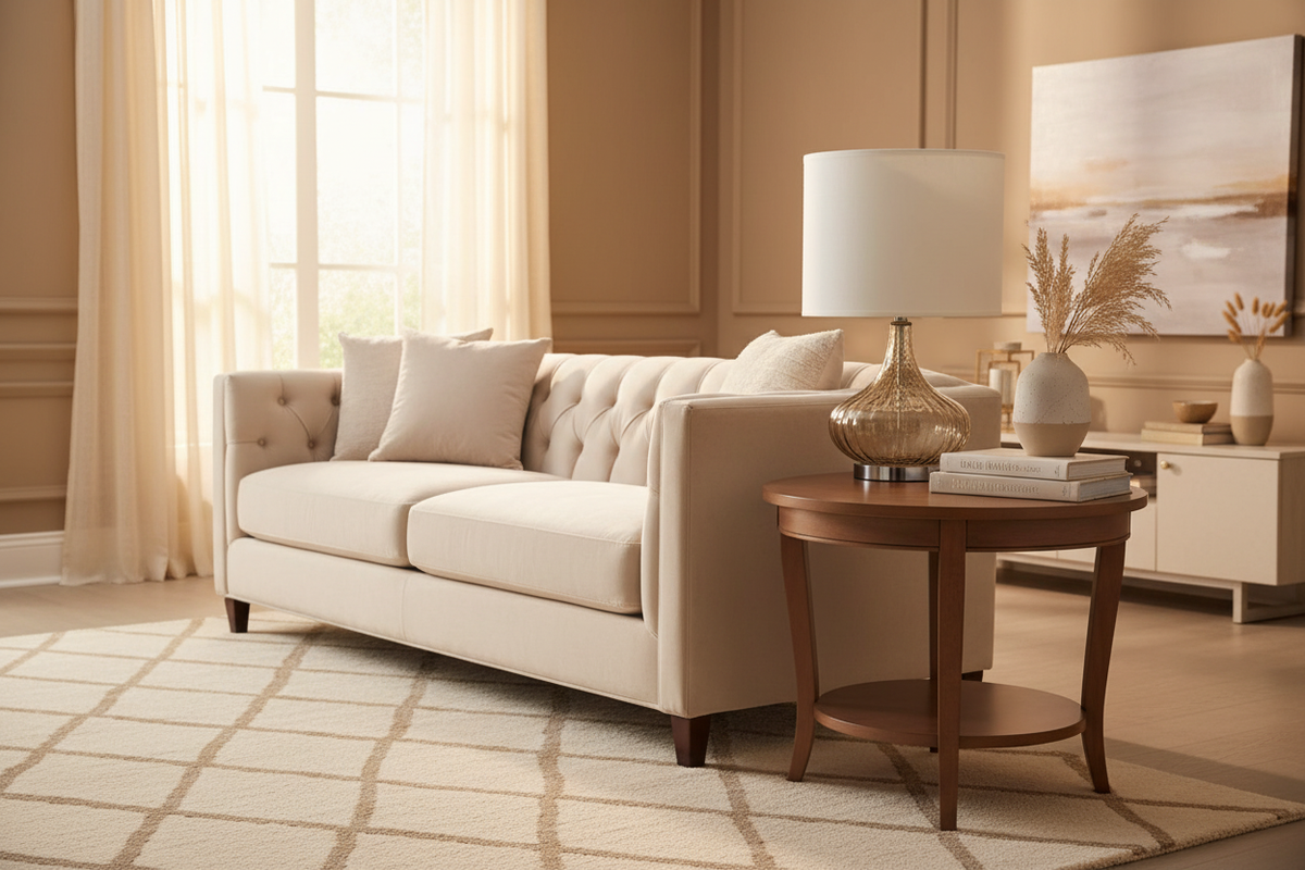 Brown Glass Lamp – Living Room Scene