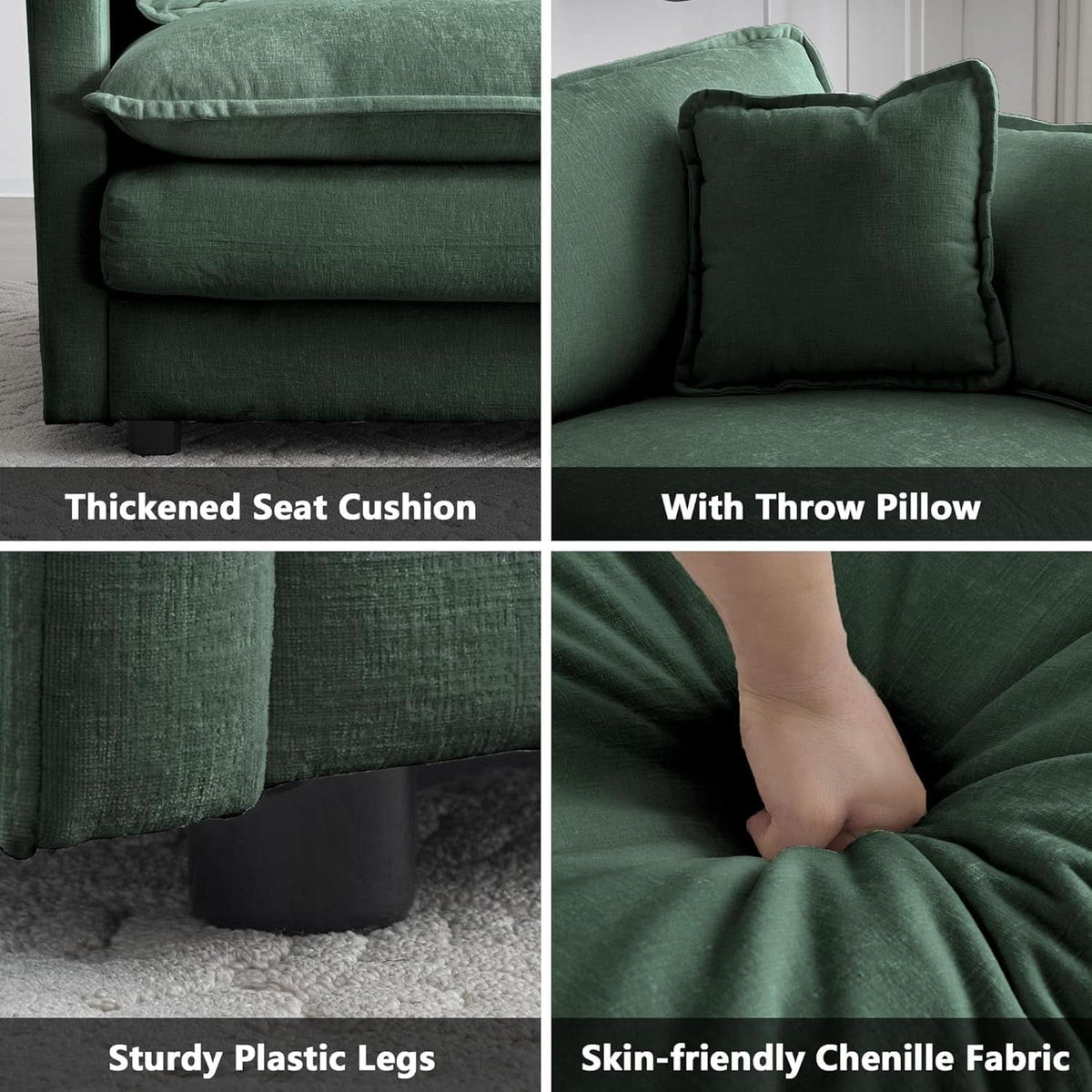 3-Piece Modular Evergreen Chenille Sofa Set